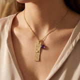 Collier Rectangle - Signe Astrologique et sa Pierre Naturelle - - L'Arbre des Chakras