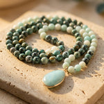 Collier Mala "Lâcher Prise" en Amazonite & Turquoise Africaine - - L'Arbre des Chakras