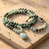 Collier Mala "Lâcher Prise" en Amazonite & Turquoise Africaine - - L'Arbre des Chakras