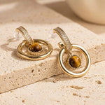 Boucles d’Oreilles "Éclat Félin" en Œil de Tigre - - L'Arbre des Chakras