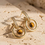 Boucles d’Oreilles "Éclat Félin" en Œil de Tigre - - L'Arbre des Chakras