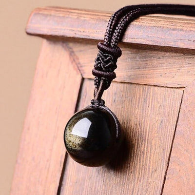 Pendentif "Sphère" en Obsidienne Dorée - 14mm - L'Arbre des Chakras