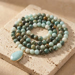Collier Mala "Lâcher Prise" en Amazonite & Turquoise Africaine - Collier Mala - L'Arbre des Chakras