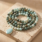 Collier Mala "Lâcher Prise" en Amazonite & Turquoise Africaine - Collier Mala - L'Arbre des Chakras