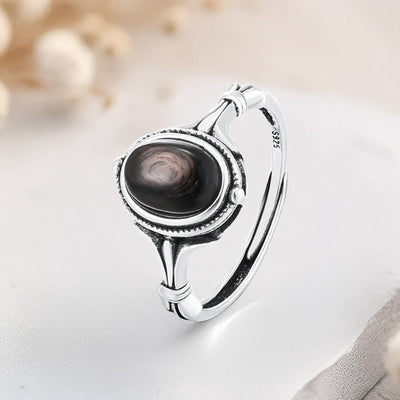 Bague Ajustable "Reflet Spirituel" en Hyperstène & Argent - - L'Arbre des Chakras