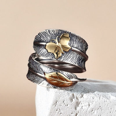 Bague Ajustable "Plume d'Ange" en Argent - - L'Arbre des Chakras