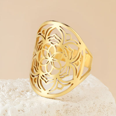 Bague Ajustable "Fleur de Mandala" - Or - L'Arbre des Chakras