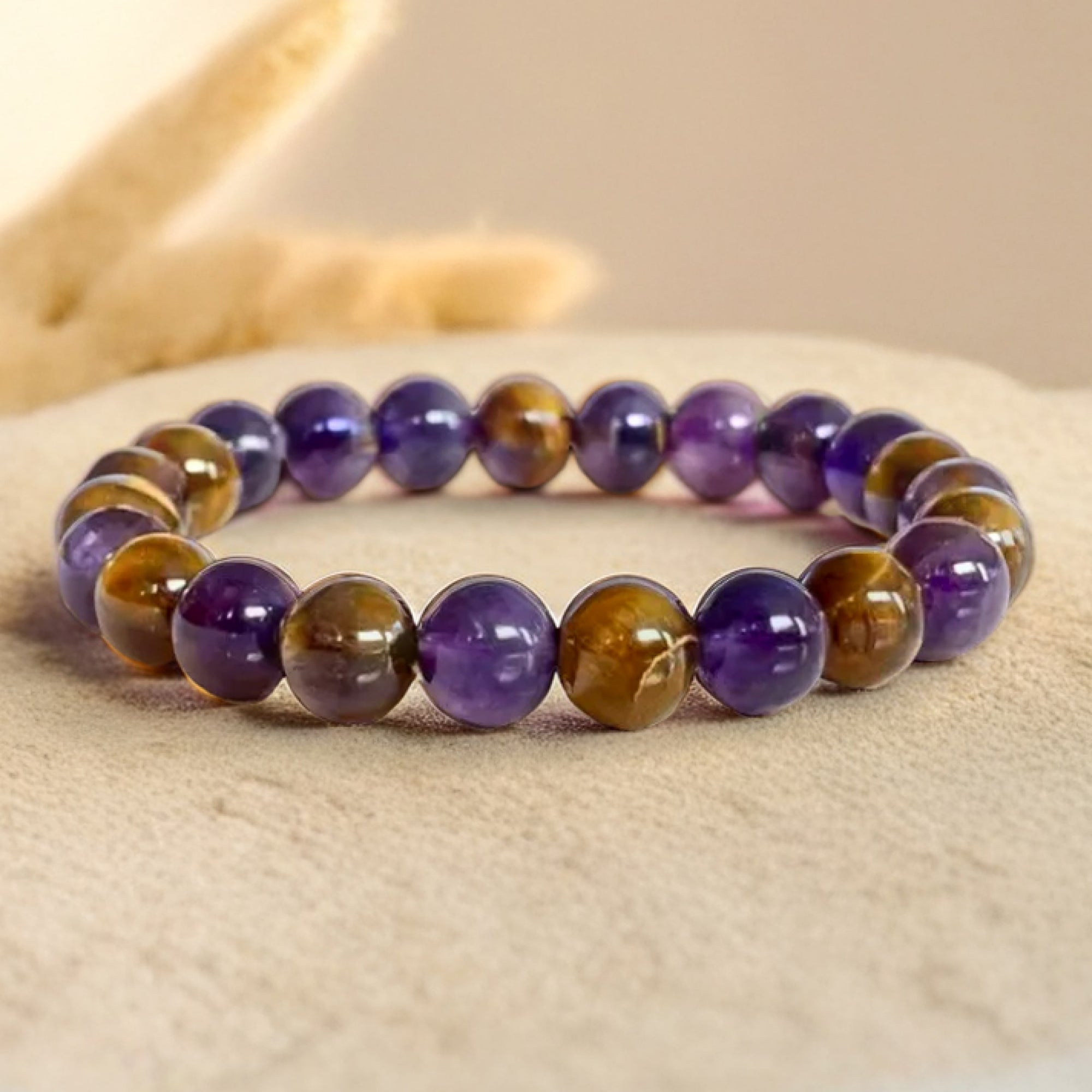 Bracelet "Délivrance" en Améthyste & Oeil de Tigre