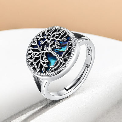 Bague Ajustable "Arbre de Vie" en Nacre - - L'Arbre des Chakras