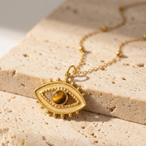 Collier "Mauvais Oeil" en Oeil de Tigre - - L'Arbre des Chakras