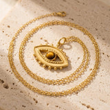 Collier Mauvais Oeil "Protection & Confiance" en Oeil de Tigre - - L'Arbre des Chakras