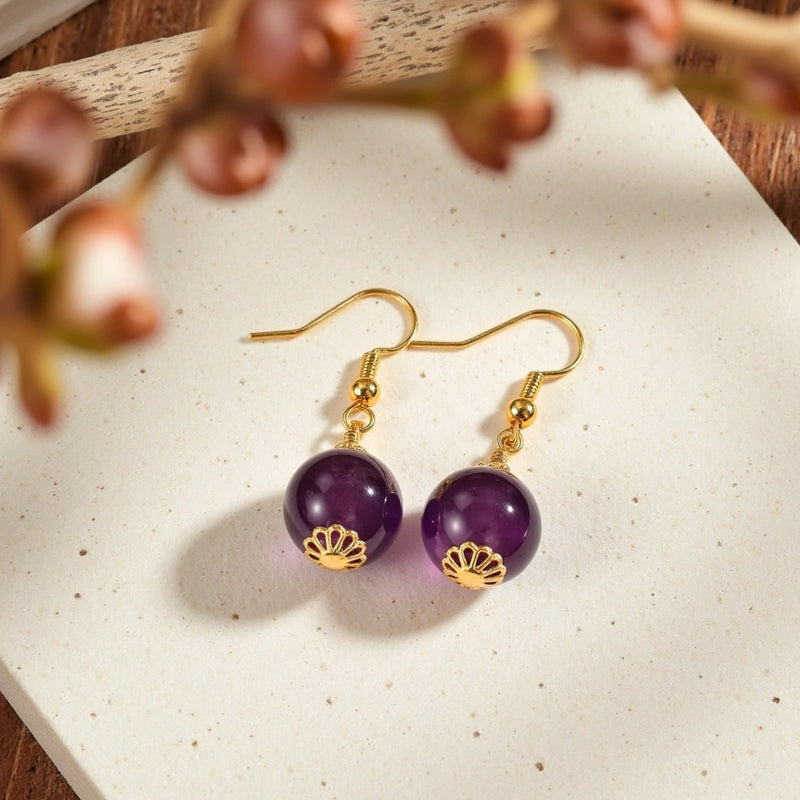Boucles d'Oreilles "Tara" en Améthyste - - L'Arbre des Chakras