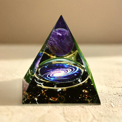 Orgonite "Galaxie" en Améthyste & Obsidienne Noire - - L'Arbre des Chakras