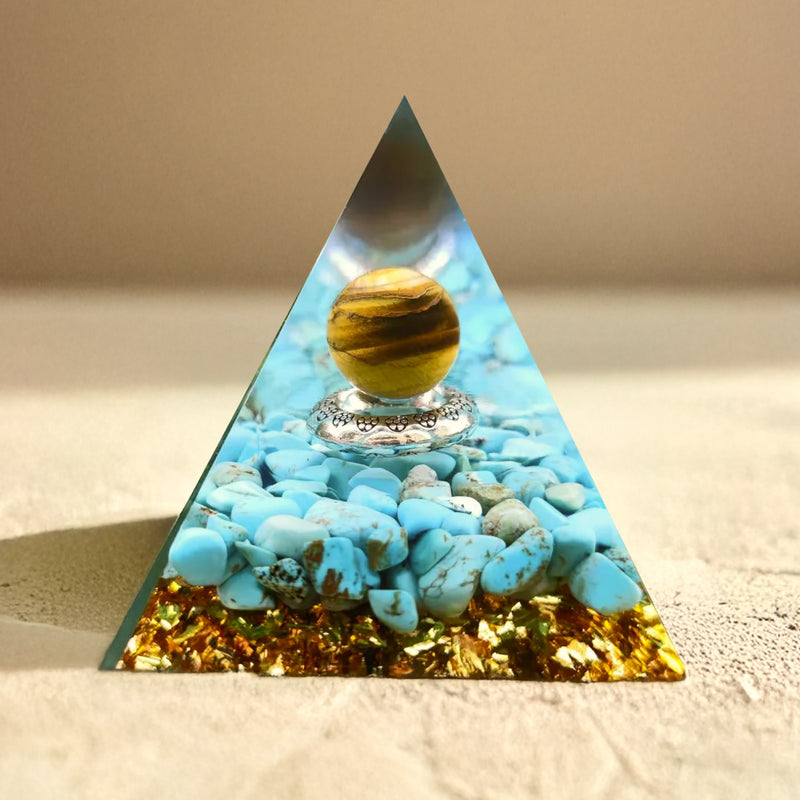 Orgonite "Soleil Magique" en Turquoise & Oeil de Tigre
