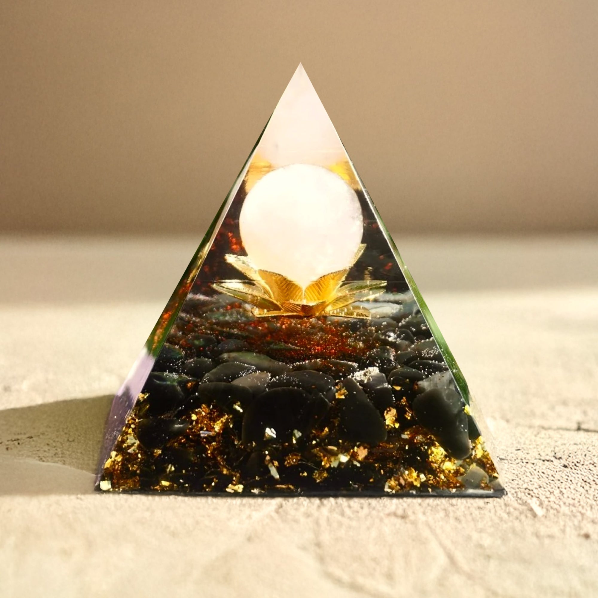 Orgonite "Lotus Divin" en  Obsidienne & Quartz Rose