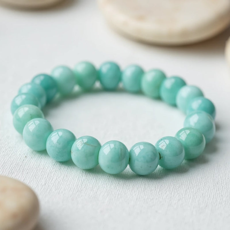 Bracelet "Océan Paisible" en Amazonite - 10mm / 17cm - L'Arbre des Chakras