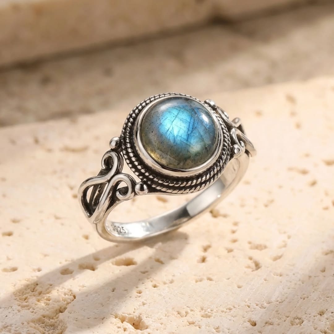 Bague "Isis" en Labradorite & Argent - - L'Arbre des Chakras