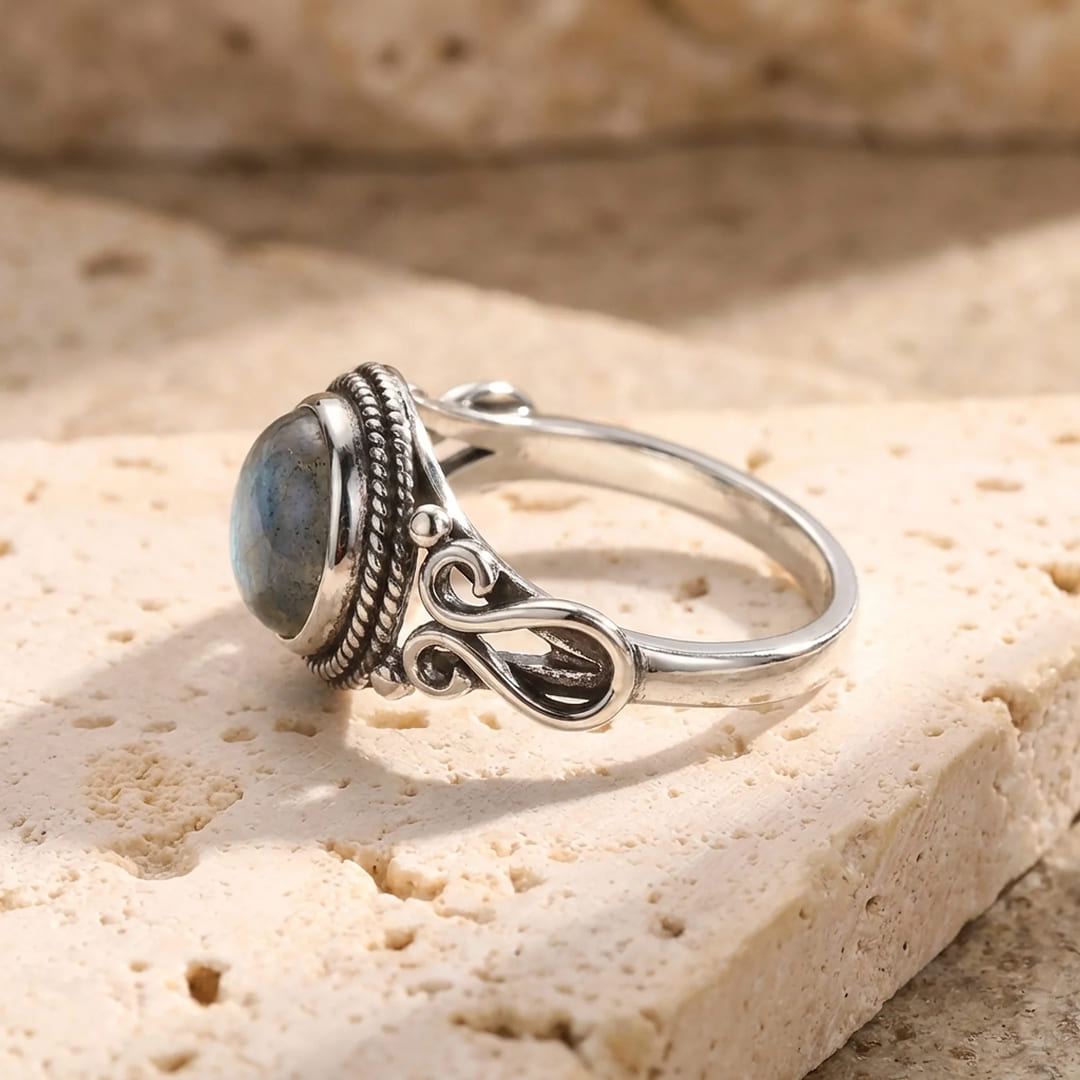 Bague "Isis" en Labradorite & Argent - - L'Arbre des Chakras