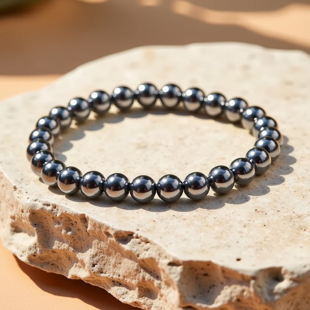 Bracelet "Force d'Énergie" en Hématite