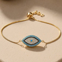 Bracelet Œil Bleu – Symbole Traditionnel contre le Mauvais Œil - Or - L'Arbre des Chakras