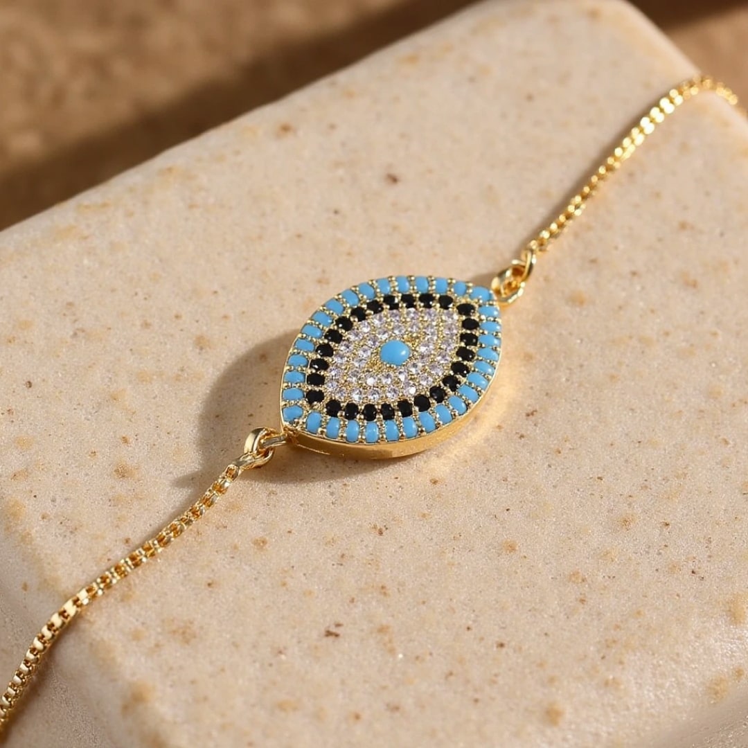 Bracelet Oeil Bleu - Protection du Mauvais Œil - - L'Arbre des Chakras