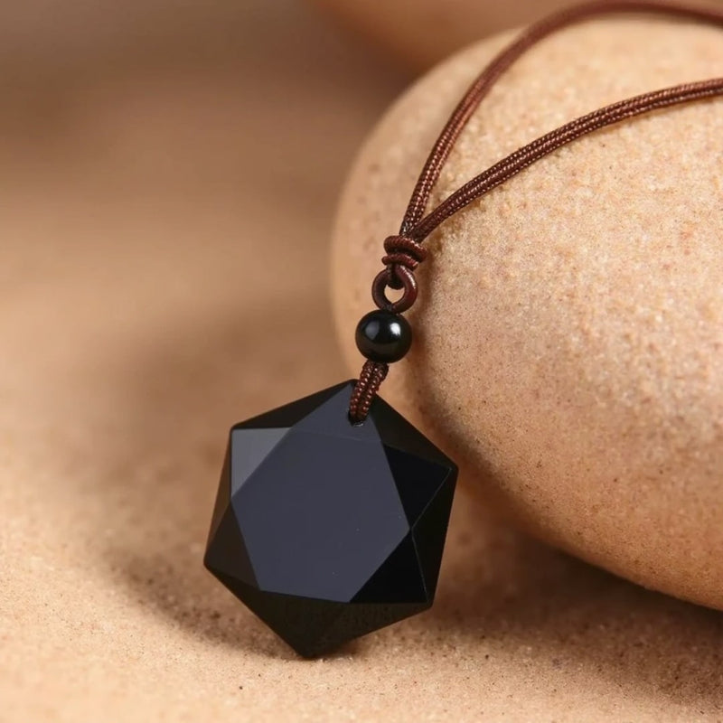 Pendentif "Étoile" en Obsidienne Noire