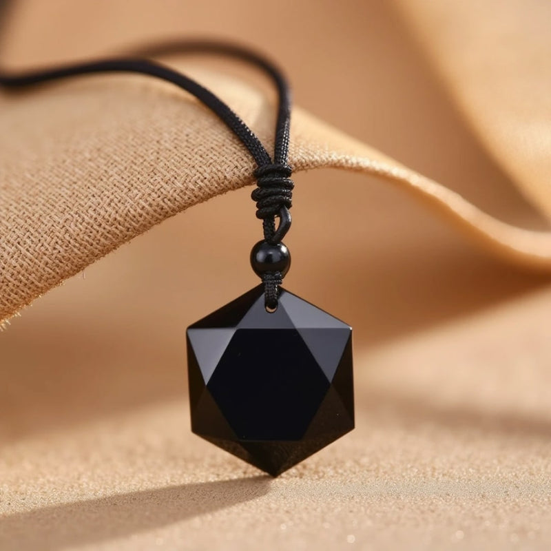 Pendentif "Étoile" en Obsidienne Noire - - L'Arbre des Chakras