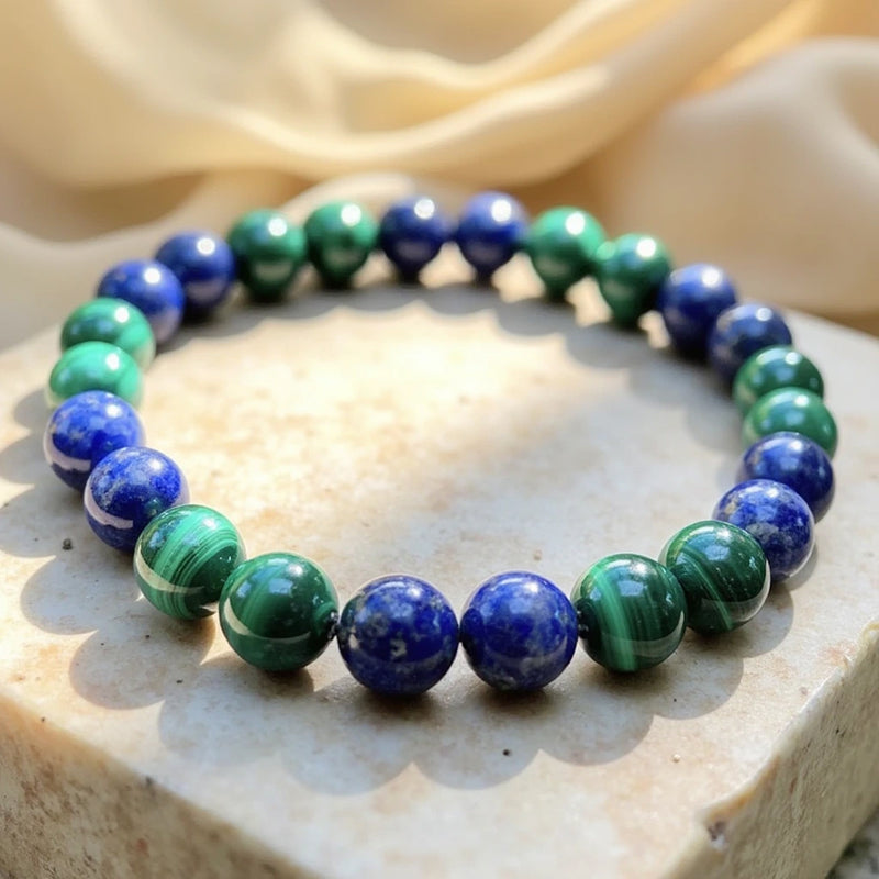 Bracelet "Bien-Être Émotionnel" en Lapis Lazuli & Malachite - - L'Arbre des Chakras