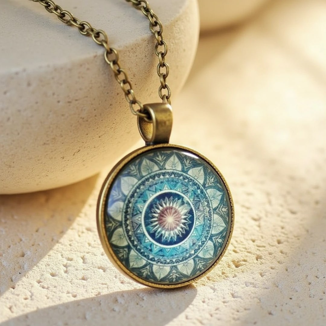 Pendentif "Mandala" - Couleur Bronze ou Argent