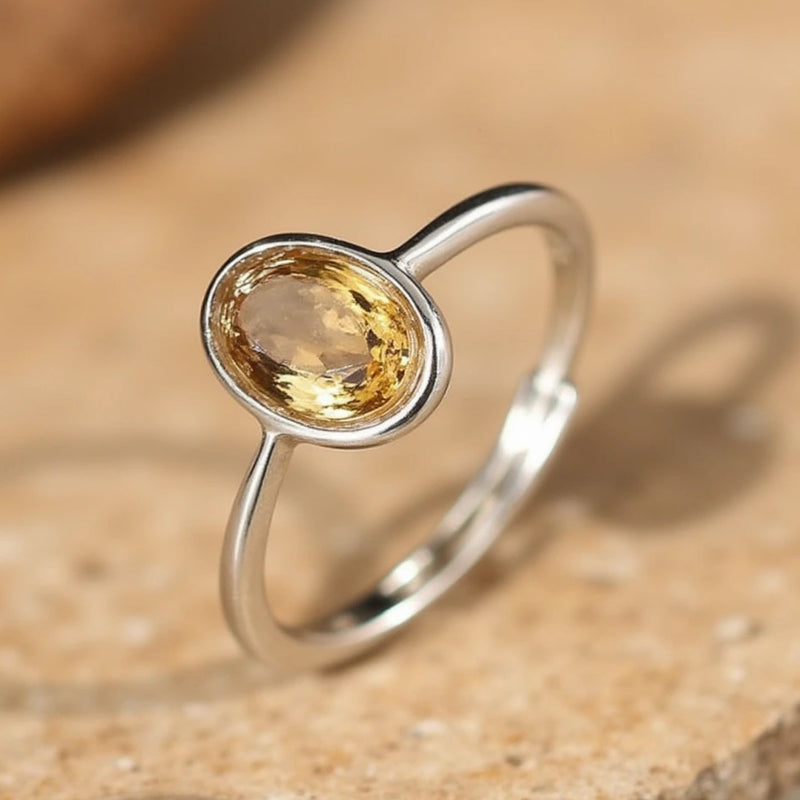 Bague Ajustable "Lumière Dorée" en Citrine