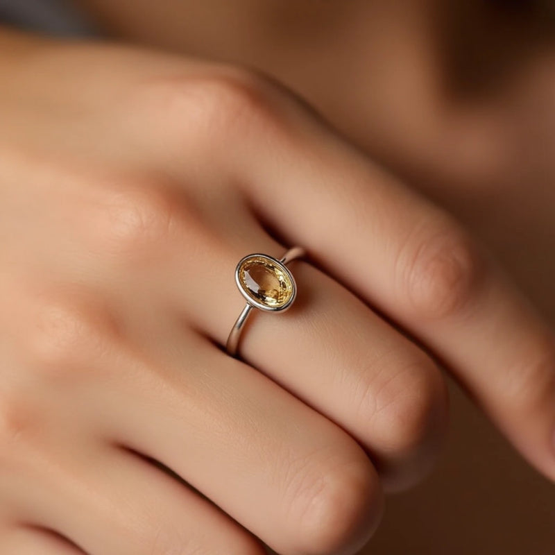 Bague Ajustable "Lumière Dorée" en Citrine