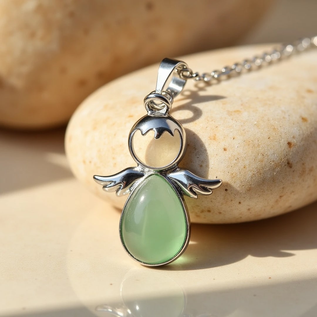 Pendentif Petit Ange et sa Pierre Naturelle - Aventurine - L'Arbre des Chakras