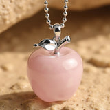 Pendentif "Pomme" en Pierre Naturelle - Quartz rose - L'Arbre des Chakras