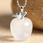 Pendentif "Pomme" en Pierre Naturelle - Cristal de roche - L'Arbre des Chakras