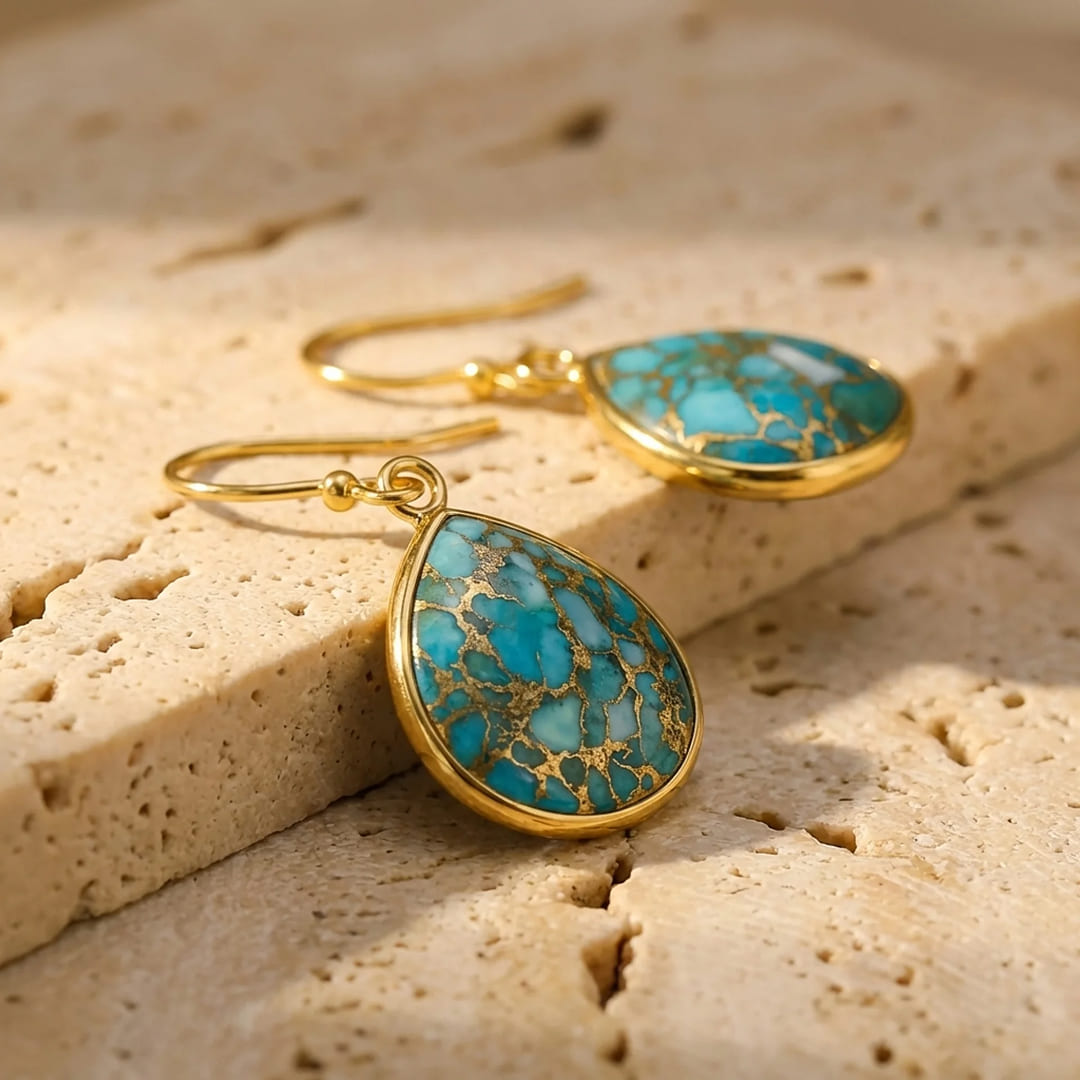 Boucles d'Oreilles en Turquoise - - L'Arbre des Chakras