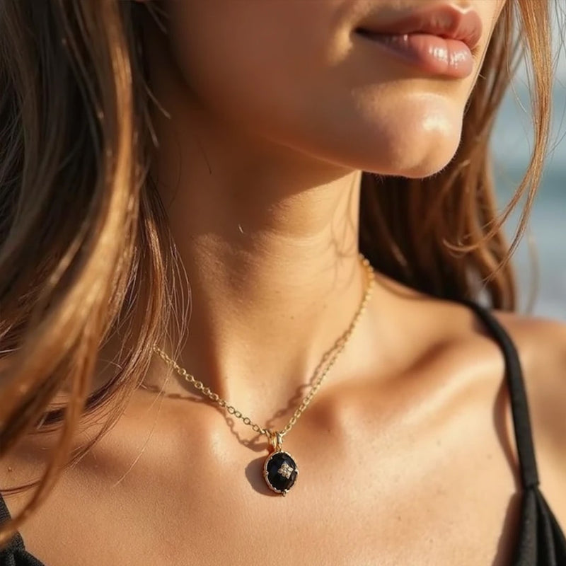 Pendentif "Mystère Nocturne" en Agate Noire