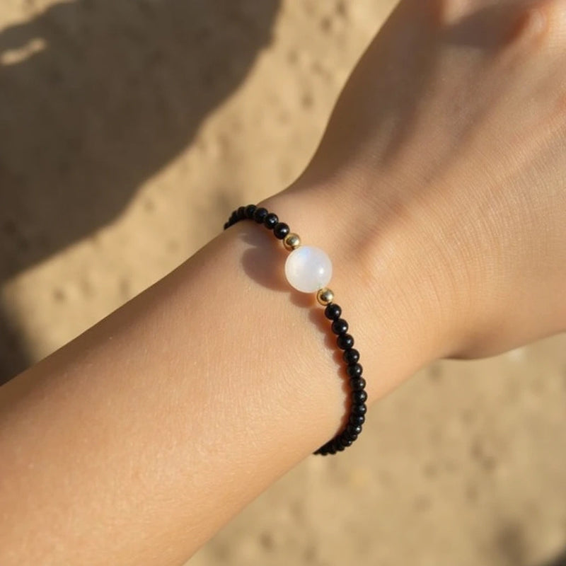 Bracelet "Ancrage & Lumière" en Spinelle & Péristérite (Labradorite Blanche) - - L'Arbre des Chakras