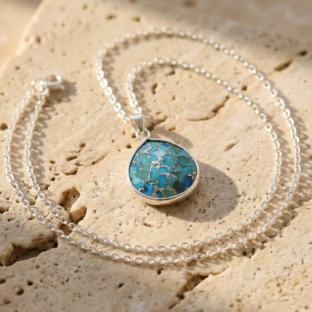 Pendentif "Eau Céleste" en Turquoise - - L'Arbre des Chakras