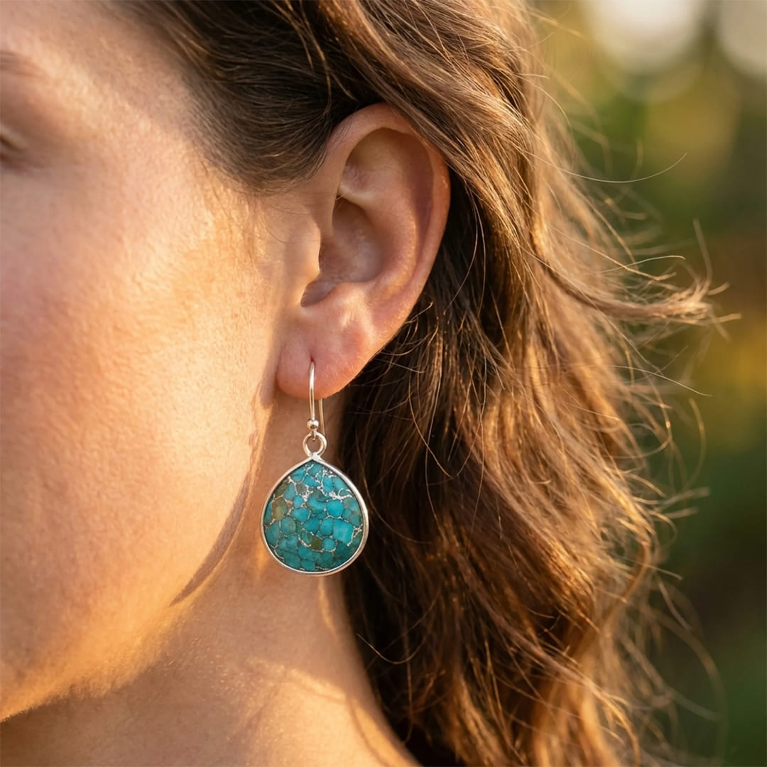 Boucles d'Oreilles en Turquoise - - L'Arbre des Chakras