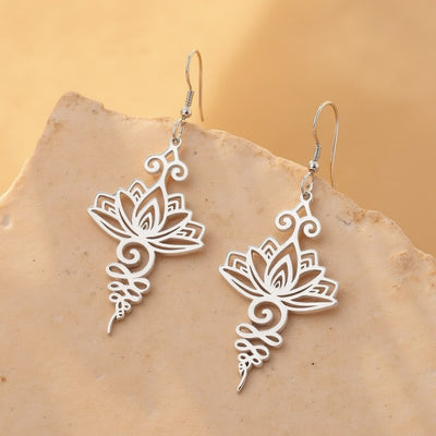Boucles d'Oreilles "Lotus Unalome" - Argent - L'Arbre des Chakras