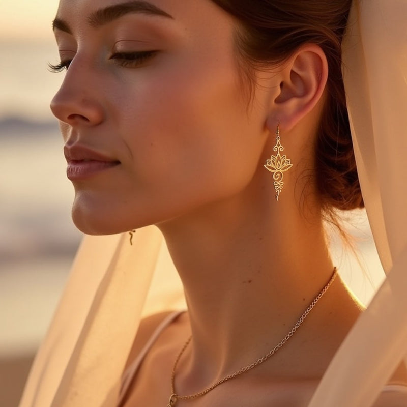 Boucles d'Oreilles "Lotus Unalome" - - L'Arbre des Chakras