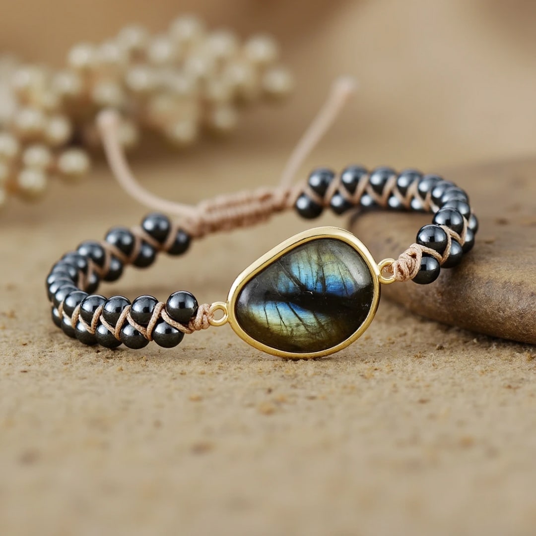 Bracelet "Oeil Céleste" en Labradorite & Hématite - - L'Arbre des Chakras