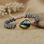 Bracelet "Oeil Céleste" en Labradorite & Hématite - - L'Arbre des Chakras