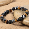 Bracelet Triple Protection en Pierre de Lave, Oeil de Tigre & Hématite -  - L'Arbre des Chakras