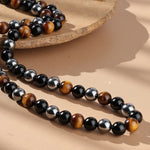 Collier "3 Protections" en Hématite, Obsidienne & Oeil de Tigre - - L'Arbre des Chakras