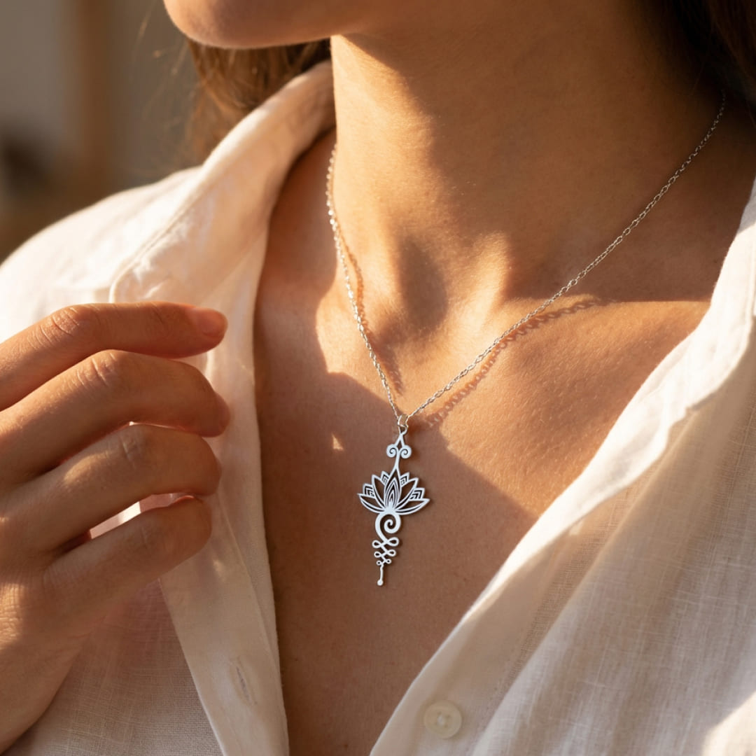 Pendentif "Lotus Unalome" - - L'Arbre des Chakras