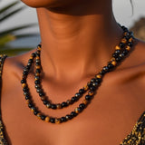 Collier "3 Protections" en Hématite, Obsidienne & Oeil de Tigre - - L'Arbre des Chakras