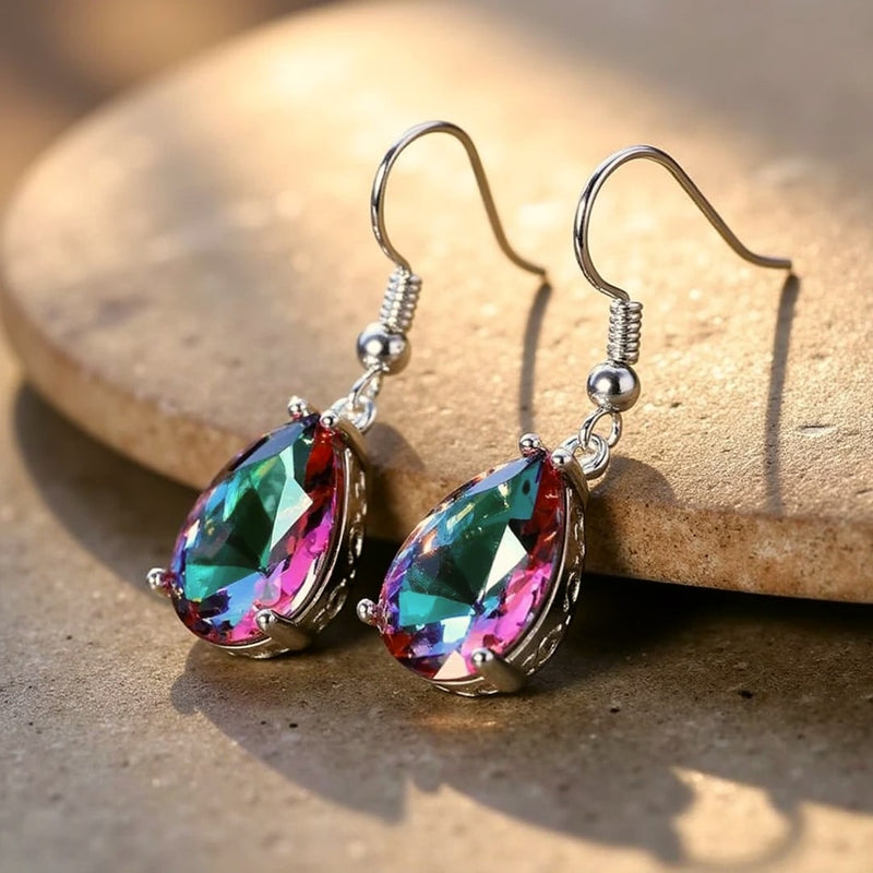 Boucles d'Oreilles en Topaze Mystique Arc-en-Ciel - - L'Arbre des Chakras