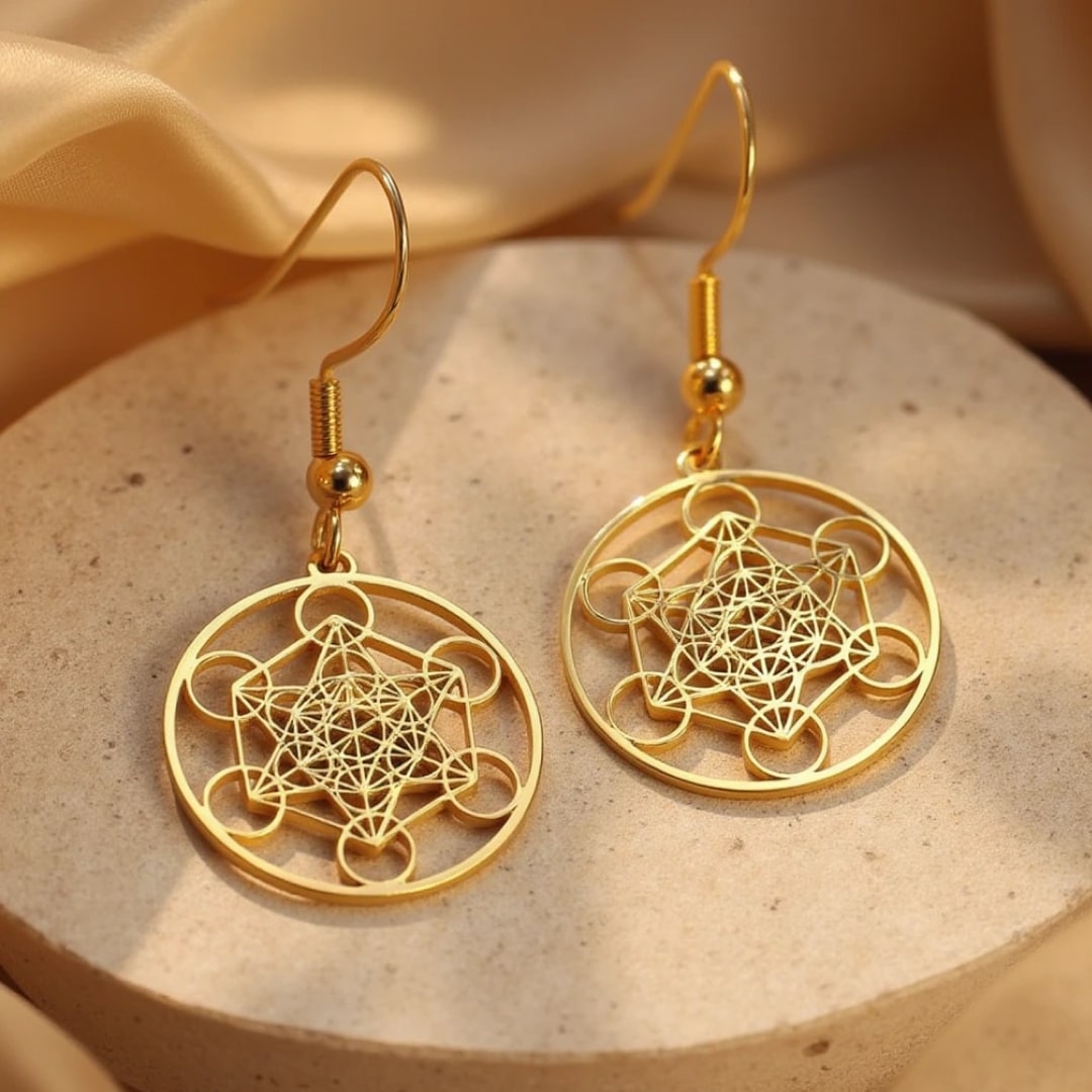 Boucles d'Oreilles Métatron - or - L'Arbre des Chakras