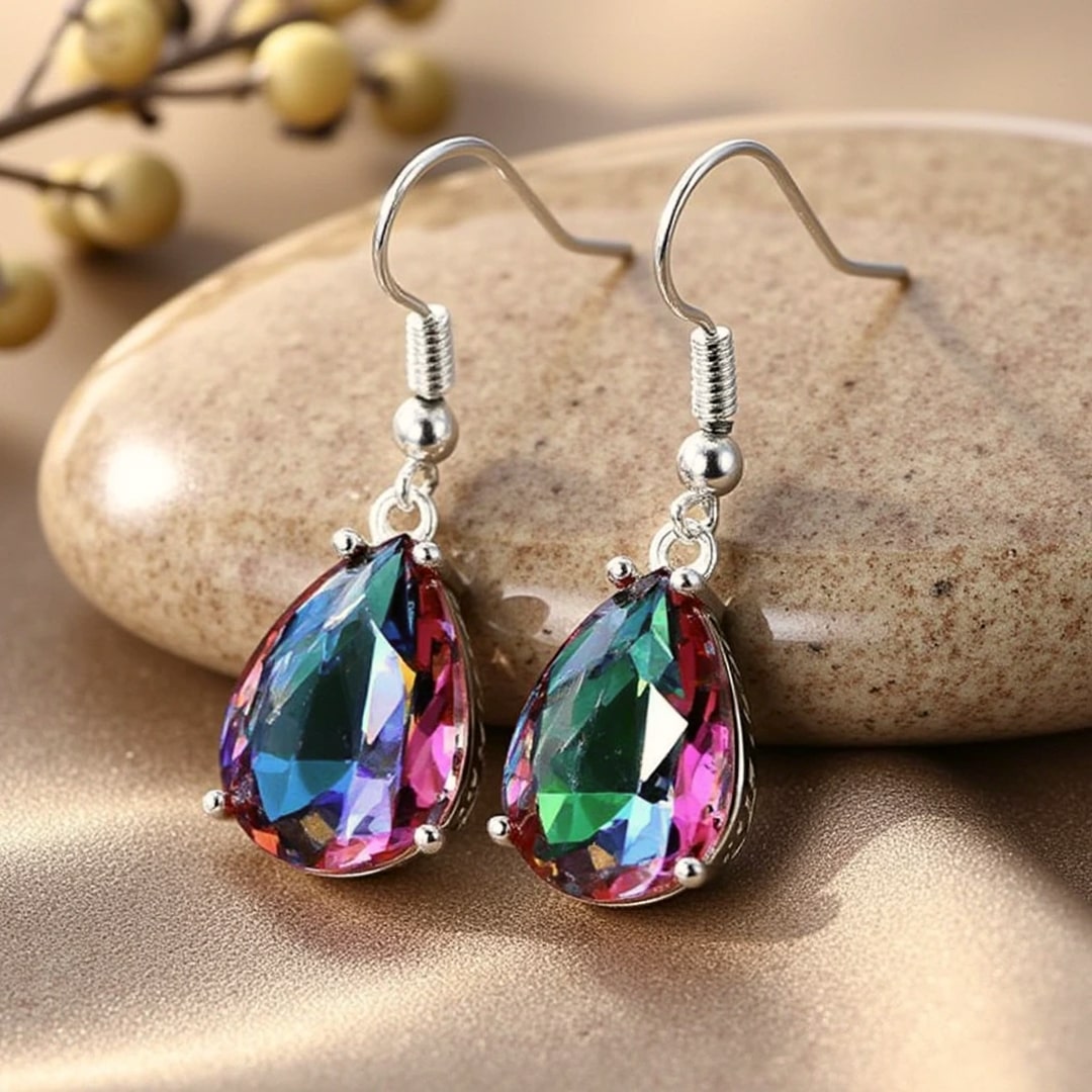 Boucles d'Oreilles en Topaze Mystique Arc-en-Ciel